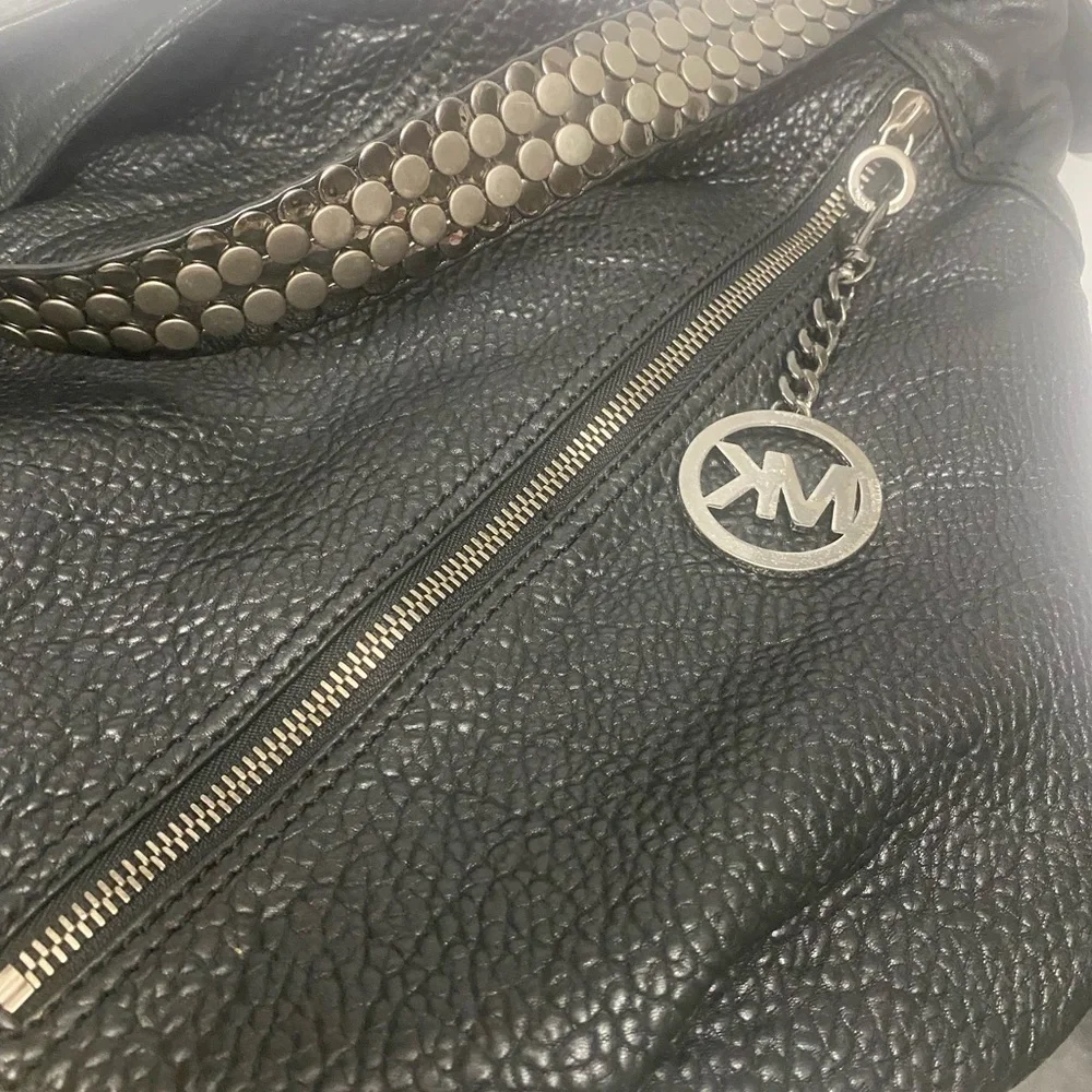 Michael Kors Mickey Black Textured Pebbled Leather Bag with Studded Handle NWOT